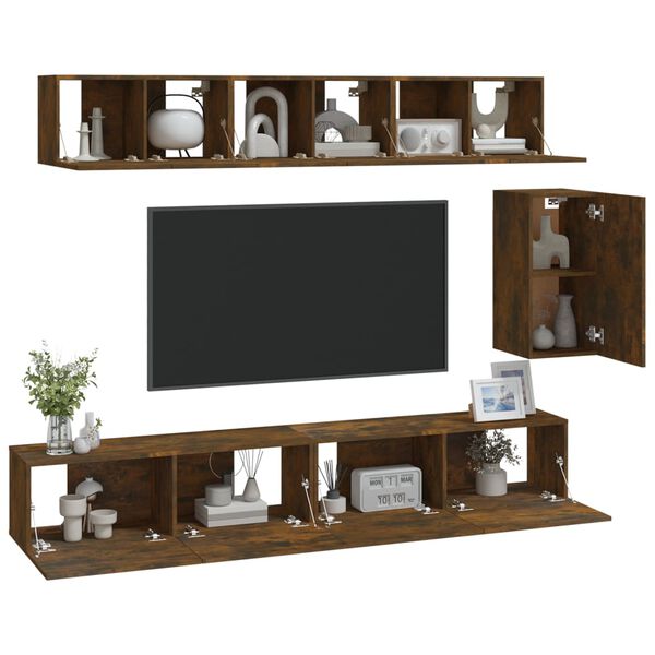 vidaXL 6-tlg. TV-Schrank-Set R&auml;uchereiche Holzwerkstoff
