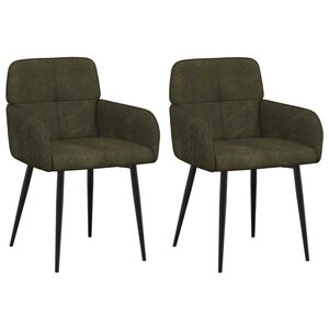 vidaXL Esszimmerst&uuml;hle 2 pcs Kunstwildleder Olivegr&uuml;n 59x56,5x85 cm