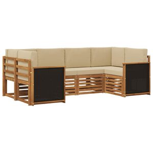 vidaXL Ecksofa Set 5 pcs Natur Massives Akazienholz und Polyester