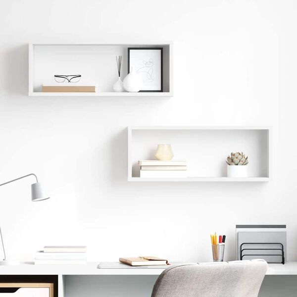 vidaXL W&uuml;rfelregale 2 Stk. Hochglanz-Wei&szlig; 60x15x23 cm Holzwerkstoff