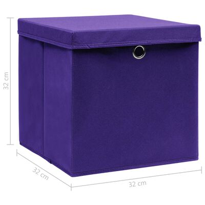 vidaXL Aufbewahrungsboxen mit Deckeln 4 Stk. Lila 32x32x32 cm Stoff