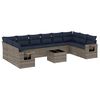 vidaXL 11-teiliges Gartensofa-Set mit Kissen, grau, Polyrattan