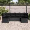 vidaXL Garten-Sofa-Set mit Kissen 6 pcs Schwarz Poly Rattan