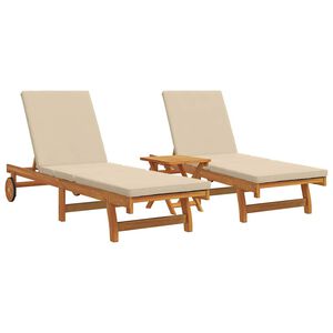 vidaXL Sonnenliege 2-Person 3 pcs Braun Massivholz Akazie