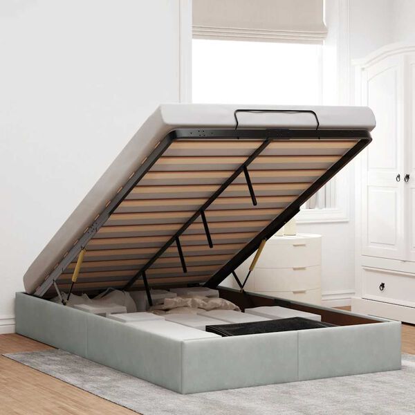 vidaXL Ottoman-Bett ohne Matratze Hellgrau 120x190 cm Samt