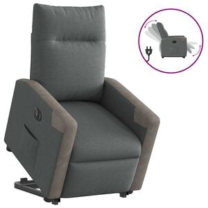 vidaXL Relaxsessel mit Aufstehhilfe Elektrisch Dunkelgrau Stoff