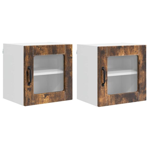 vidaXL K&uuml;chenschrank mit Regal 2 pcs Ger&auml;ucherte Eiche 40 x 31 x 40 cm