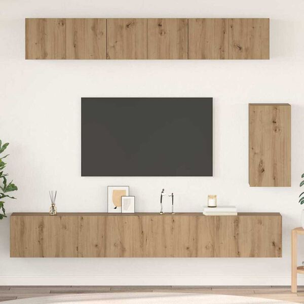 vidaXL TV-Schrank-Set Wandmontiert 6 pcs Artisan-Eiche Holzwerkstoff