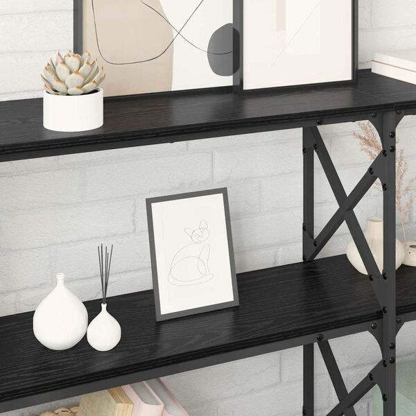 vidaXL Konsolentisch Schwarz Eichen-Optik 156 x 28 x 80,5 cm