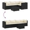 vidaXL 5-tlg. Garten-Lounge-Set mit Kissen Schwarz Poly Rattan