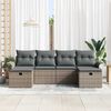 vidaXL Garten-Sofa-Set mit Kissen mit Speicher 6 pcs Grau Poly Rattan