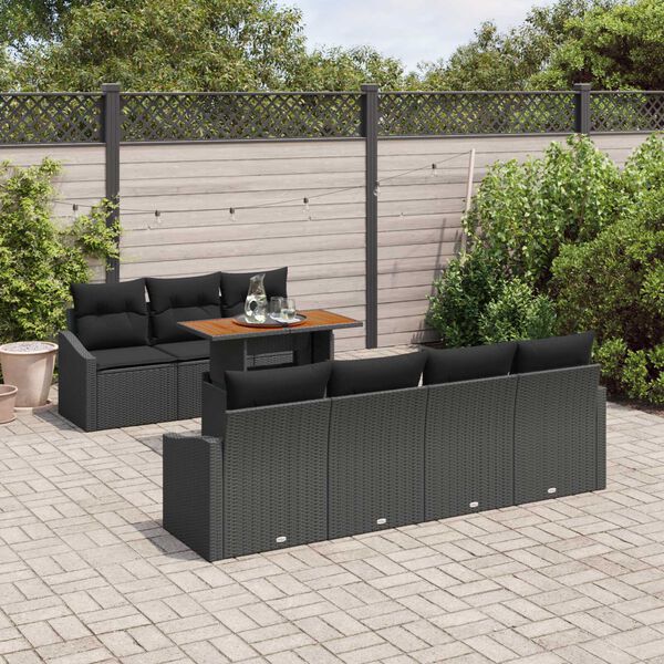 vidaXL Garten Essgruppe mit Kissen 8 pcs Schwarz und Braun