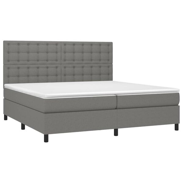 vidaXL Boxspringbett mit Matratze & LED Dunkelgrau 200x200 cm Stoff
