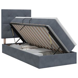 vidaXL Aufbewahrungsbett mit Matratze Dunkelgrau 100 x 200 cm Samt