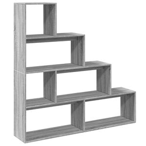 vidaXL Raumteiler-B&uuml;cherregal 4 Stufen Grau Sonoma 143,5x29x143,5 cm