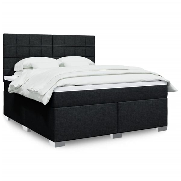 vidaXL Boxspringbett mit Matratze Schwarz 180x200 cm Stoff