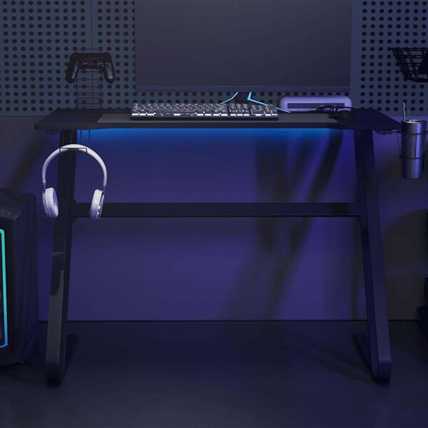 vidaXL Gaming-Schreibtisch mit ZZ-Gestell Schwarz 110x60x75 cm