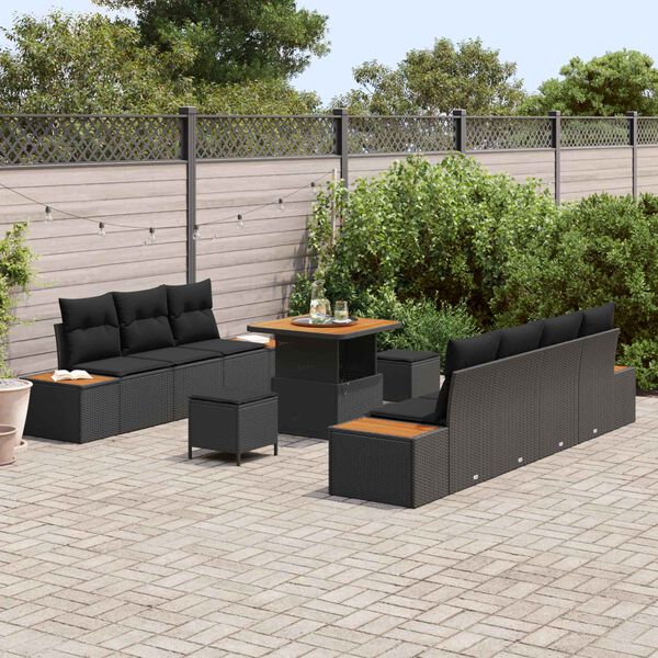 vidaXL Gartensofa-set 10 pcs Schwarz Poly-Rattan