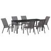 vidaXL Garten Essgruppe 7 pcs Grau und Schwarz