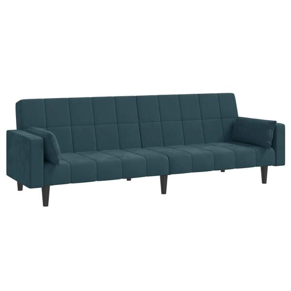 vidaXL Schlafsofa 2-Sitzer mit 2 Kissen Blau Samt
