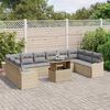 vidaXL Garten-Sofa-Set mit Kissen 11 pcs Beige Poly Rattan