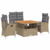 vidaXL 5-tlg. Garten-Essgruppe mit Kissen Beige Poly Rattan