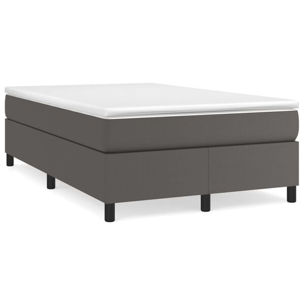 vidaXL Boxspringbett mit Matratze Grau 120x200 cm Kunstleder