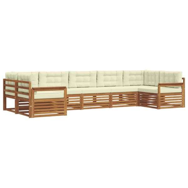 vidaXL Sofagarnituren 7 pcs Natur und Creme Massivholz Akazie