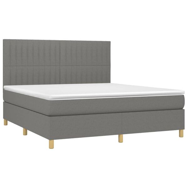 vidaXL Boxspringbett mit Matratze & LED Dunkelgrau 160x200 cm Stoff
