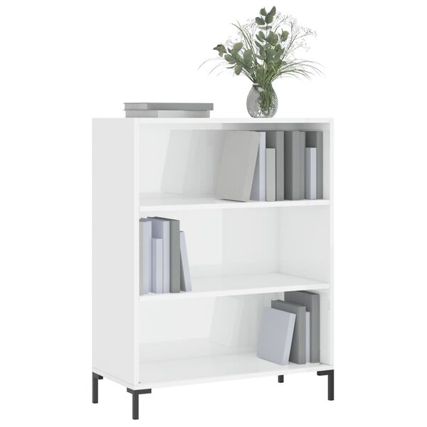 vidaXL B&uuml;cherregal Hochglanz-Wei&szlig; 69,5x32,5x90 cm Holzwerkstoff