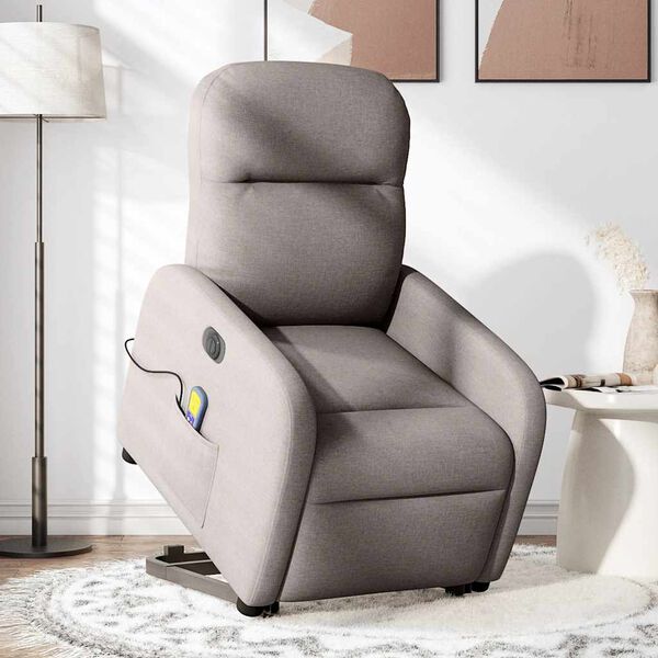 vidaXL Elektrischer Massagesessel mit Aufstehhilfe Taupe Stoff