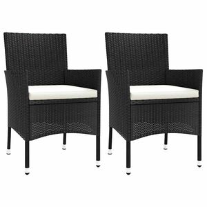 vidaXL Gartenst&uuml;hle mit Kissen 2 Stk. Schwarz Poly Rattan
