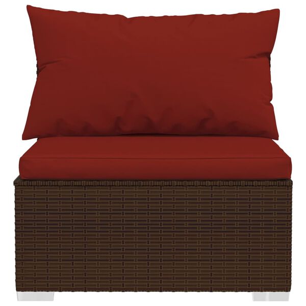 vidaXL 14-tlg. Garten-Lounge-Set mit Kissen Braun Poly Rattan