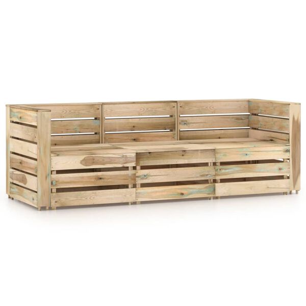 vidaXL 3-Sitzer Outdoor-Sofa Gr&uuml;n Impr&auml;gniertes Kiefernholz