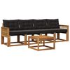 vidaXL Outdoor-Sofagarnitur mit Kissen 5 pcs Nat&uuml;rlich und Schwarz