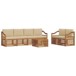 vidaXL Outdoor-Sofagarnitur 7 pcs Natur und Beige Massivholz Akazie