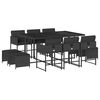 vidaXL 11-tlg. Garten-Essgruppe mit Kissen Schwarz Poly Rattan