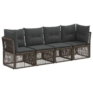 vidaXL Gartensofa-set 4 stk. Grau Poly-Rattan