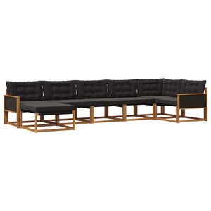 vidaXL Outdoor-Sofagarnitur 7 stk. Natur und Schwarz Massivholz Akazie