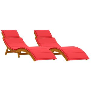 vidaXL Sonnenliege 2 stk. Massivholz Akazie Rot