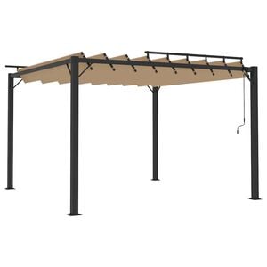 vidaXL Pergola mit Lamellendach 3x3 m Taupe Stoff und Aluminium