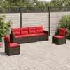 vidaXL 6-tlg. Garten-Sofagarnitur mit Kissen Braun Poly Rattan