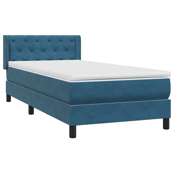 vidaXL Boxspringbett mit Matratze Dunkelblau 80x220 cm Samt