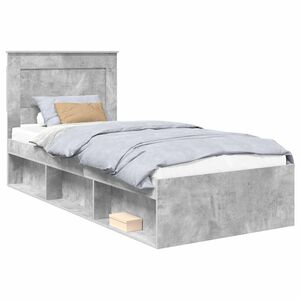 vidaXL Bettrahmen Beton Grau 90 x 190 cm Massives Kiefernholz