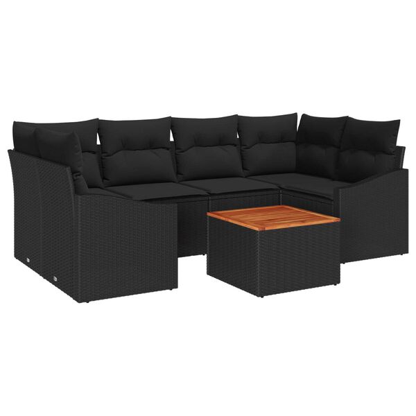 vidaXL Garten-Sofa-Set 7 pcs Schwarz