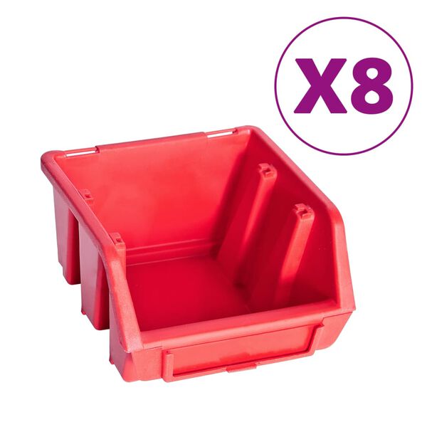 vidaXL 39-tlg. Behälter-Set für Kleinteile mit Wandplatten Rot Schwarz