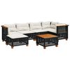 vidaXL 7-tlg. Garten-Sofagarnitur mit Kissen Schwarz Poly Rattan