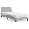 vidaXL Bett mit Matratze "Dover" Hellgrau 90x200 cm Samt