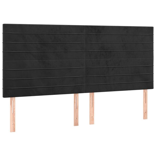 vidaXL Kopfteil Schwarz 200 x 5 x 118/128 cm Samt