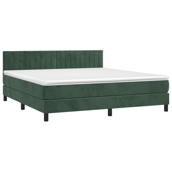 vidaXL Boxspringbett mit Matratze Dunkelgr&uuml;n 180x200 cm Samt